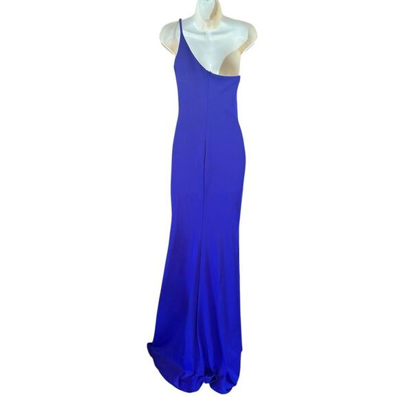 La Femme One-Shoulder Jersey Gown in Royal Blue NWOT Size 2 - Picture 4 of 5